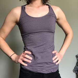 Lululemon Pink/ Grey striped racerback tank